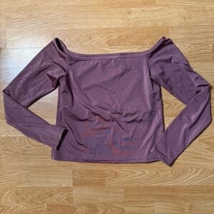 Klassy Network Off-Shoulder Long Sleeve Plum Top